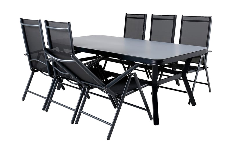 Virya Spisebordssæt 200cm + 6 Break Positionsstole Brun/Hvid - Venture Home - Havesæt