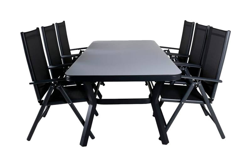 Virya Spisebordssæt 200cm + 6 Break Positionsstolee, Brun/Hvid