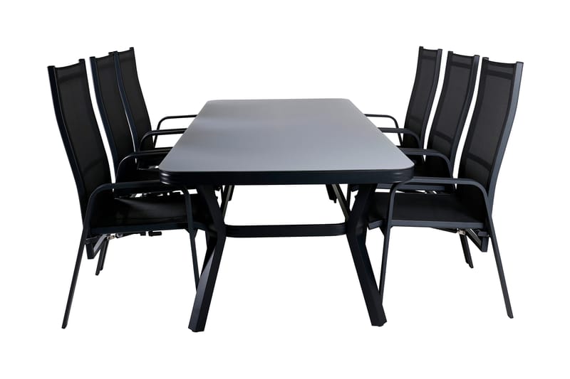 Virya Spisebordss æt 200cm + 6 Copacabana Reclinerstole, Brun/Hvid