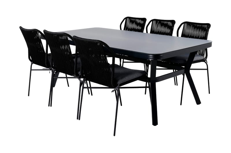 Virya Spisebordss æt 200cm + 6 Julian Stole - Sort/Grå - Havemøbler - Udendørsgruppe - Havesæt