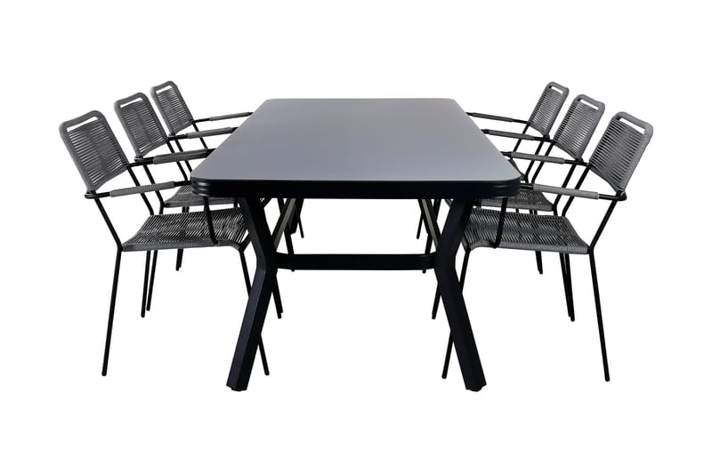 Virya Spisebordssæt 200cm + 6 Lindos Armstole, Hvid