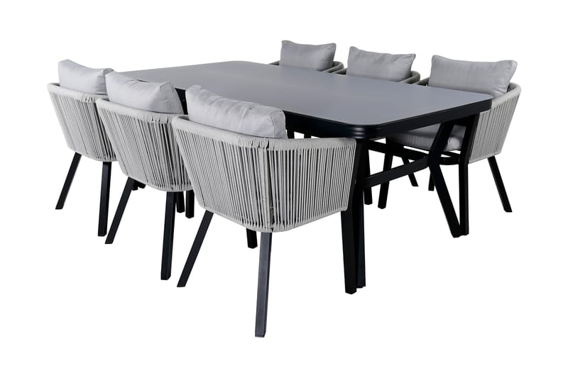 Virya Spisebordssæt 200cm + 6 Stole Sort - Venture Home - Havesæt