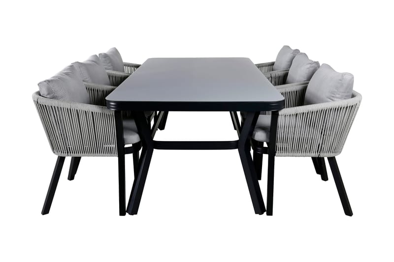 Virya Spisebordssæt 200cm + 6 Stole, Sort