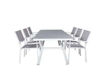 Virya Spisebordssæt + Copacabana Stabelstole Hvid/Grå - Venture Home - Havemøbler - Udendørsgruppe - Havesæt