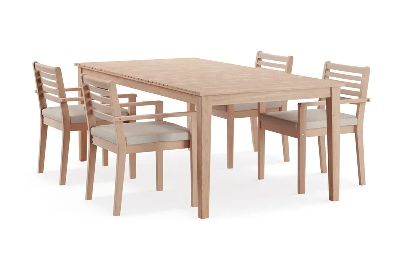 Wagnera Spisegruppe 206 cm med 4 Kamman Spisebordsstole, Beige