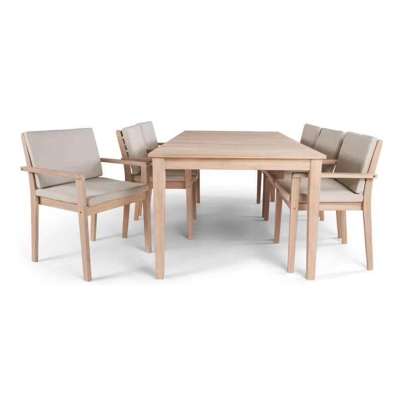 Wagnera Spisegruppe 206 cm med 6 Kamman Spisebordsstole, Beige