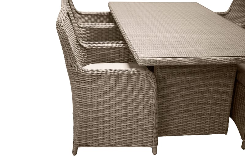 Wembley Spisebordssæt 200cm + 6 Stole - Natur/Brun - Havemøbler - Udendørsgruppe - Havesæt