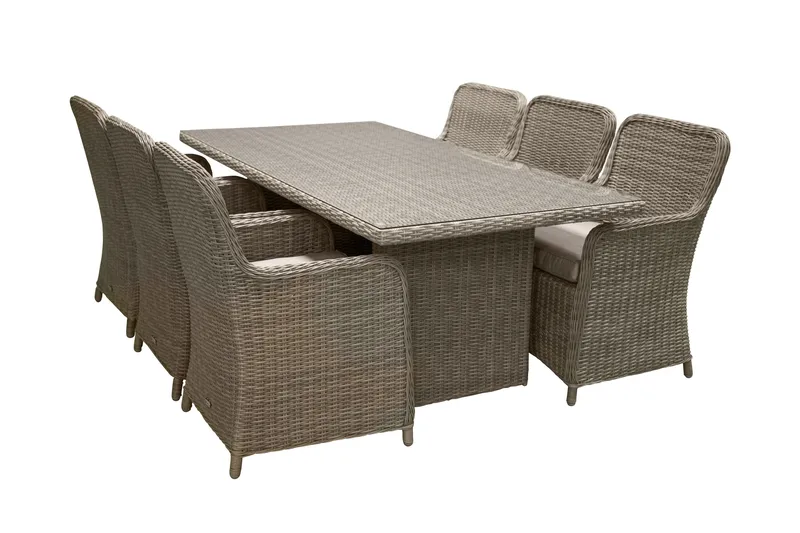 Wembley Spisebordssæt 200cm + 6 Stole - Natur/Brun - Havemøbler - Udendørsgruppe - Havesæt