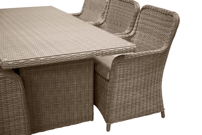 Wembley Spisebordssæt 200cm + 6 Stole - Natur/Brun - Havemøbler - Udendørsgruppe - Havesæt