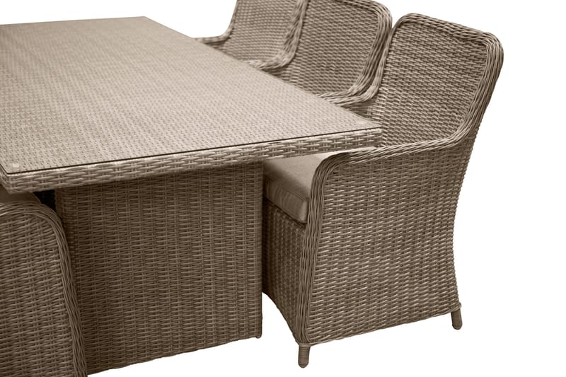 Wembley Spisebordssæt 200cm + 6 Stole - Natur/Brun - Havemøbler - Udendørsgruppe - Havesæt