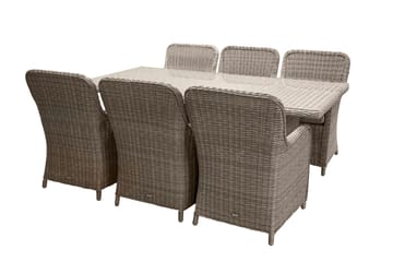 Wembley Spisebordssæt 200cm + 6 Stole - Natur/Brun - Havemøbler - Udendørsgruppe - Havesæt