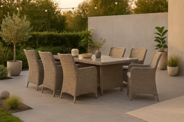 Wembley Spisebordssæt 200cm + 6 Stole - Natur/Brun - Havemøbler - Udendørsgruppe - Havesæt