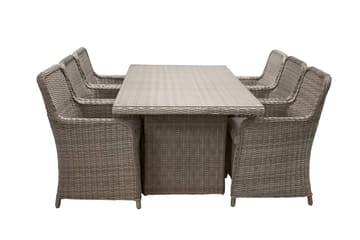 Wembley Spisebordssæt 200cm + 6 Stole - Natur/Brun - Havemøbler - Udendørsgruppe - Havesæt