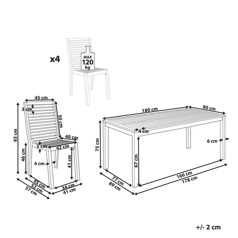 Havespisestue 4-sæder Ombriano - Havemøbler - Udendørsgruppe - Havesæt