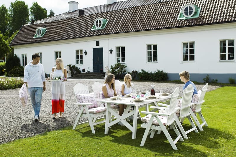 Hillerstorp Bullerö Spisebordsæt 90x200 + 6 Positionsstole - Hvid - Havesæt