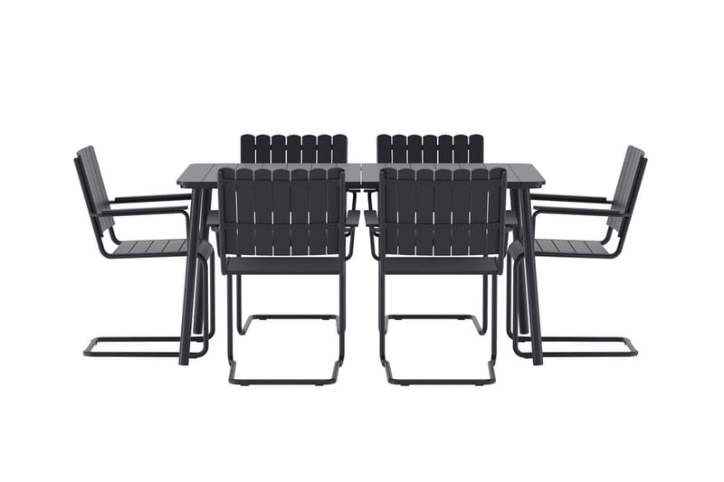 Holmsund spisegruppe med 6 stole udendørs - Sort - Havemøbler - Udendørsgruppe - Havesæt
