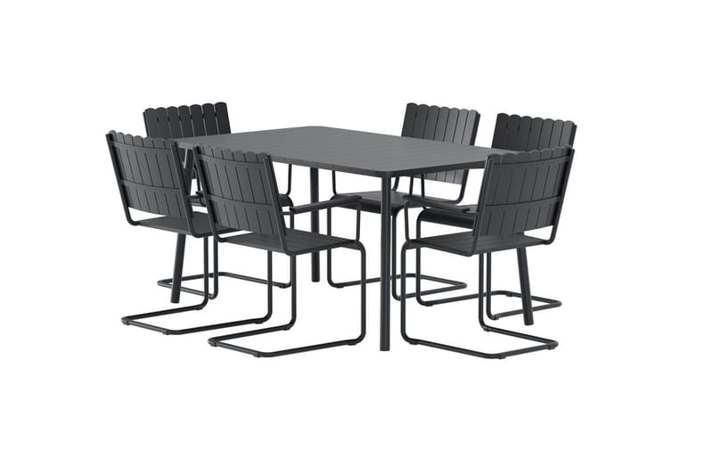 Holmsund spisegruppe med 6 stole udendørs - Sort - Havemøbler - Udendørsgruppe - Havesæt