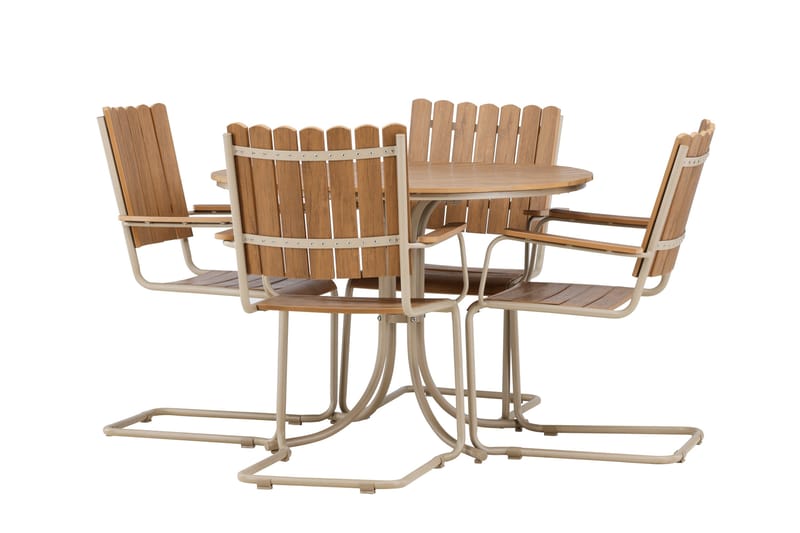 Holmsund Spisegruppe Udendørs 4-personers - Beige - Havemøbler - Udendørsgruppe - Havesæt