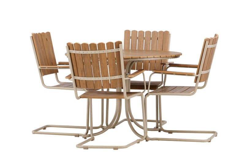 Holmsund Spisegruppe Udendørs 4-personers - Beige - Havemøbler - Udendørsgruppe - Havesæt