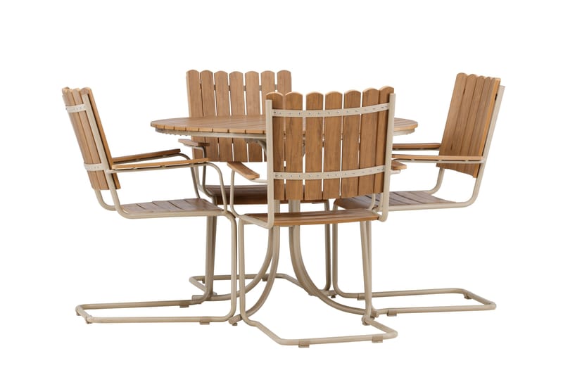 Holmsund Spisegruppe Udendørs 4-personers - Beige - Havemøbler - Udendørsgruppe - Havesæt