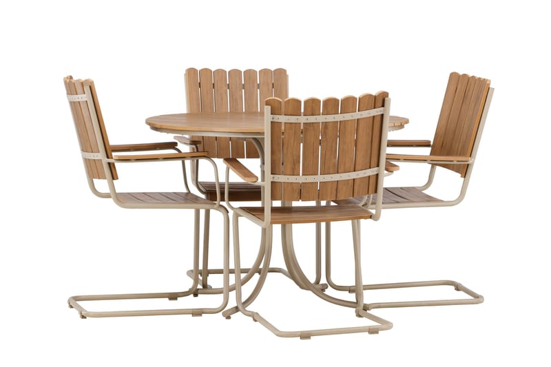 Holmsund Spisegruppe Udendørs 4-personers - Beige - Havemøbler - Udendørsgruppe - Havesæt