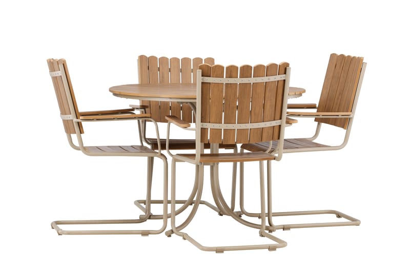 Holmsund Spisegruppe Udendørs 4-personers - Beige - Havemøbler - Udendørsgruppe - Havesæt