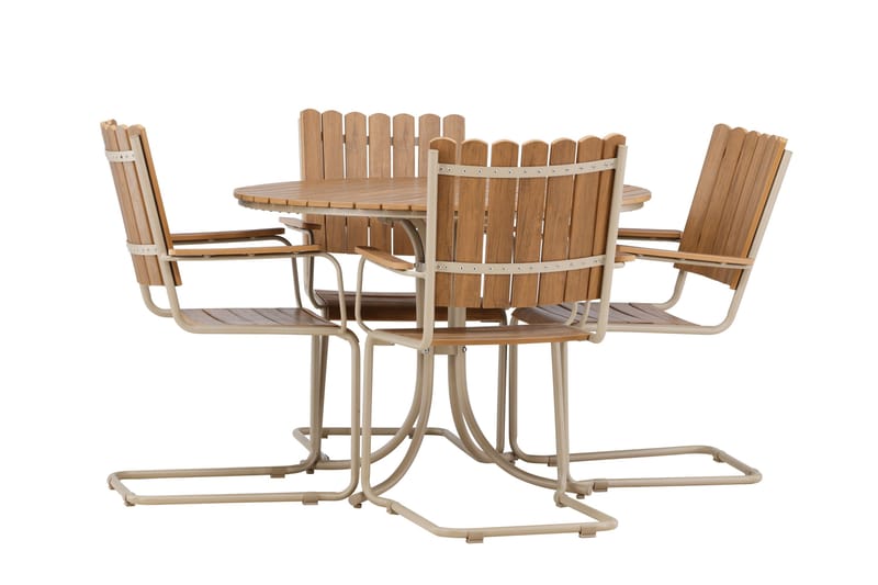 Holmsund Spisegruppe Udendørs 4-personers - Beige - Havemøbler - Udendørsgruppe - Havesæt