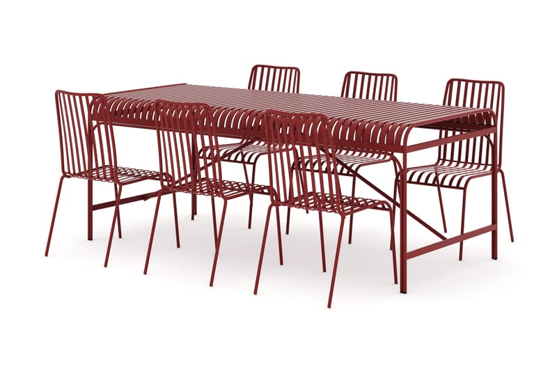 Jarva udendørs spisegruppe 200 cm med 6 Jarva spisestole - Rød - Havemøbler - Udendørsgruppe - Havesæt