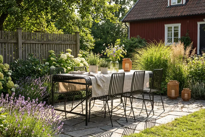 Jarva udendørs spisegruppe 200 cm med 6 Jarva spisestole - Sort - Havemøbler - Udendørsgruppe - Havesæt