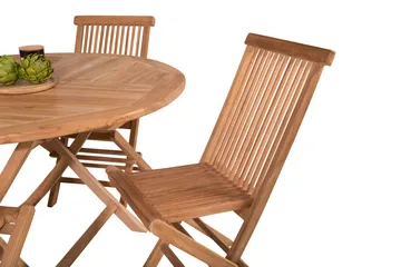Kenya Spisegruppe Rund 120 cm + 4 Kenya Foldbar stol Stol - Brun - Havemøbler - Udendørsgruppe - Havesæt