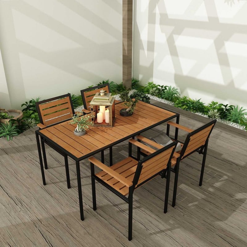 Klyren Spisegruppe med 4 Stolar Udendørs - Brun - Havemøbler - Udendørsgruppe - Havesæt