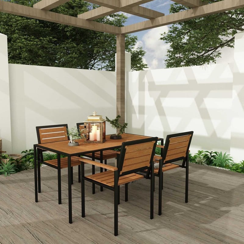 Klyren Spisegruppe med 4 Stolar Udendørs - Brun - Havemøbler - Udendørsgruppe - Havesæt