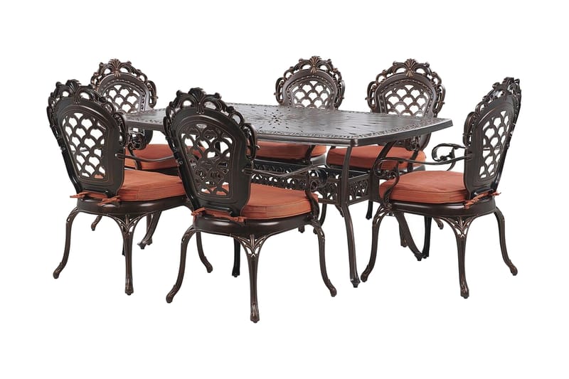Lagunilla Spisebordssæt 102 cm + 6 Stole - Mørkebrun - Havesæt