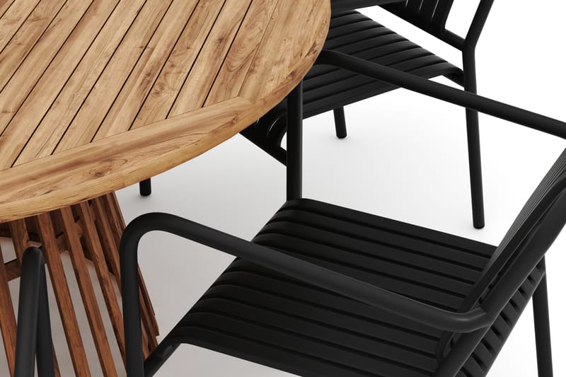 Lakenview Rundt Spisebord 150 cm med 6 Gardeno Spisestole - Natur - Havemøbler - Udendørsgruppe - Havesæt