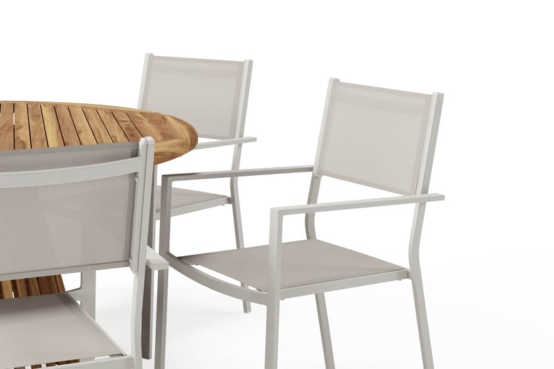Lakenview Rundt Spisebord 150 cm med 6 Las Vegas Armlænsstole - Natur - Havemøbler - Udendørsgruppe - Havesæt