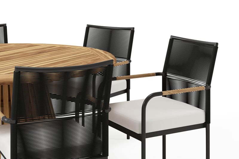 Lakenview Rundt Spisebord 150 cm med 6 Sonia Spisestole - Natur - Havemøbler - Udendørsgruppe - Havesæt