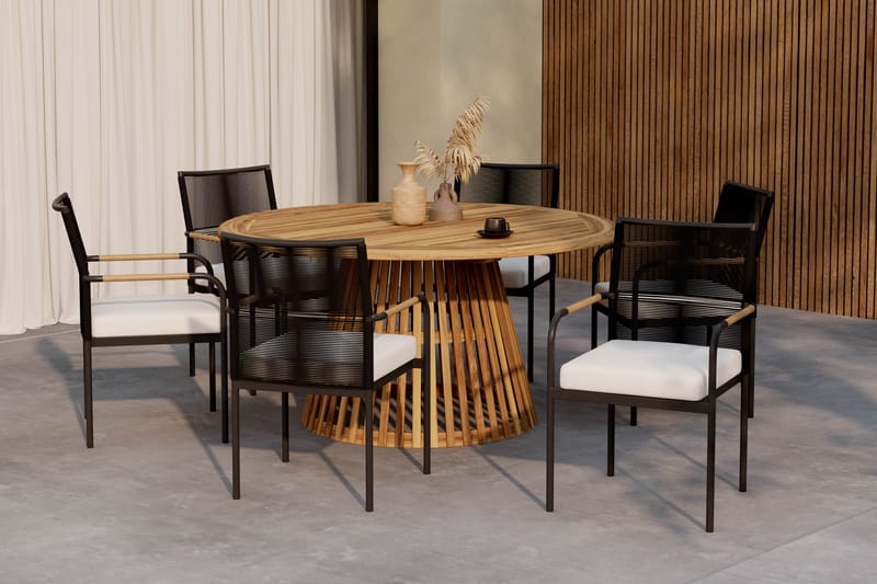 Lakenview Rundt Spisebord 150 cm med 6 Sonia Spisestole - Natur - Havemøbler - Udendørsgruppe - Havesæt