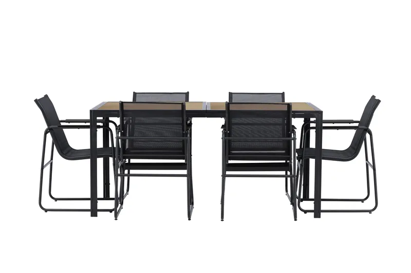 Lampedusa Spisegruppe Udendørs 6-personers, Sort