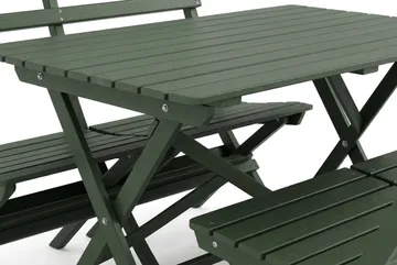 Landet udendørs spisegruppe 118x70x74 cm med 2 sofaer - Grøn - Havemøbler - Udendørsgruppe - Havesæt