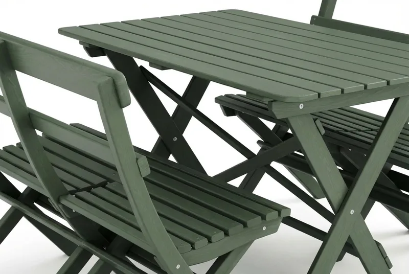 Landet udendørs spisegruppe 118x70x74 cm med 2 sofaer - Grøn - Havemøbler - Udendørsgruppe - Havesæt