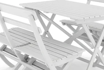 Landet udendørs spisegruppe 118x70x74 cm med 2 sofaer - Hvid - Havemøbler - Udendørsgruppe - Havesæt