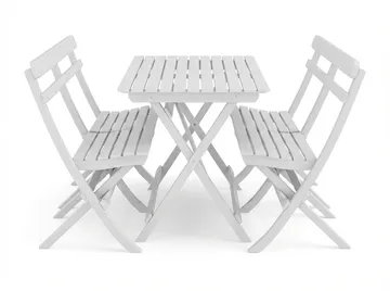 Landet udendørs spisegruppe 118x70x74 cm med 2 sofaer - Hvid - Havemøbler - Udendørsgruppe - Havesæt