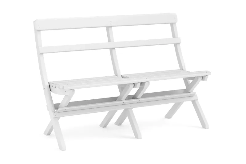 Landet udendørs spisegruppe 118x70x74 cm med sofa og 2 klapstole - Hvid - Havemøbler - Udendørsgruppe - Havesæt