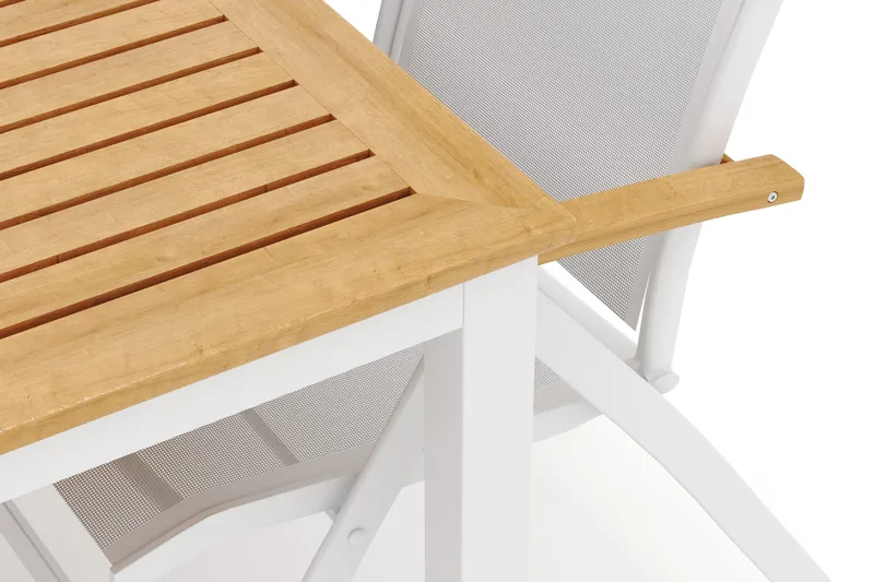 Las Vegas udendørs havemøbelsæt, udtrækkeligt 220x280x100 cm med 6 Las Vegas positionsstole - Hvid - Havemøbler - Udendørsgruppe - Havesæt