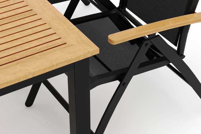 Las Vegas udendørs spisegruppe udtrækkelig 152-210x90 cm med 4 Las Vegas positionsstole - Sort - Havemøbler - Udendørsgruppe - Havesæt