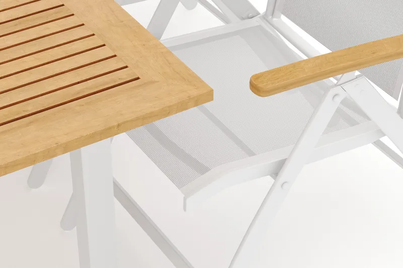 Las Vegas udendørs spisegruppe udtrækkelig 152-210x90 cm med 6 Las Vegas positionsstole - Hvid - Havemøbler - Udendørsgruppe - Havesæt