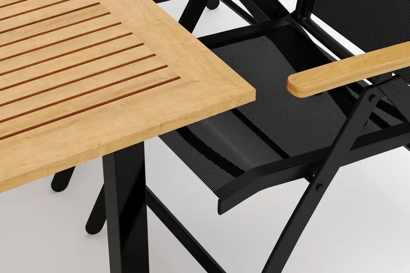 Las Vegas udendørs spisegruppe udtrækkelig 152-210x90 cm med 6 Las Vegas positionsstole - Sort - Havemøbler - Udendørsgruppe - Havesæt