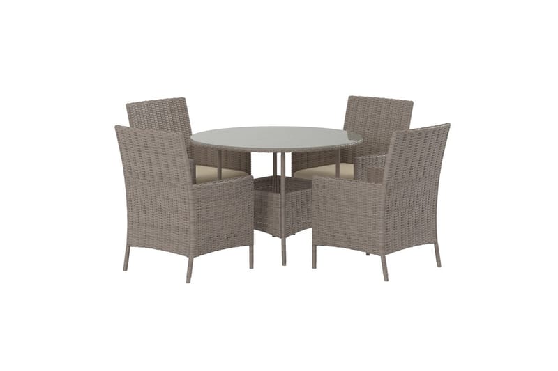 Lefkas spisegruppe 110 cm med 4 lænestole udendørs - Brun - Havemøbler - Udendørsgruppe - Havesæt