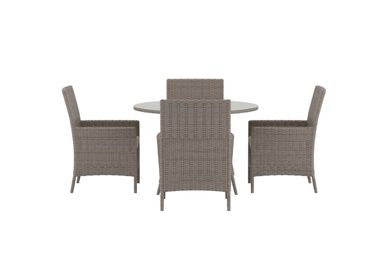 Lefkas spisegruppe 110 cm med 4 lænestole udendørs - Brun - Havemøbler - Udendørsgruppe - Havesæt