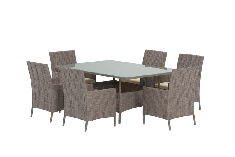 Lefkas spisegruppe 150 cm med 6 stole udendørs - Brun - Havemøbler - Udendørsgruppe - Havesæt